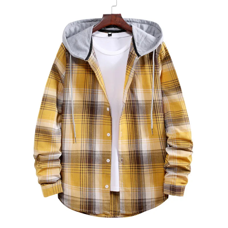 Streetwave Mens Plaid Hooded Sweatshirt Cozy Warmth Modern Fit For Trendy Men Casual Everyday Comfort