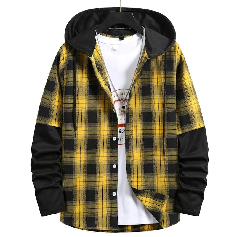 Streetwave Mens Plaid Hooded Sweatshirt Cozy Warmth Modern Fit For Trendy Men Casual Everyday Comfort