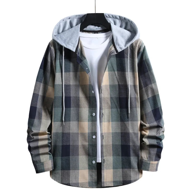 Streetwave Mens Plaid Hooded Sweatshirt Cozy Warmth Modern Fit For Trendy Men Casual Everyday Comfort