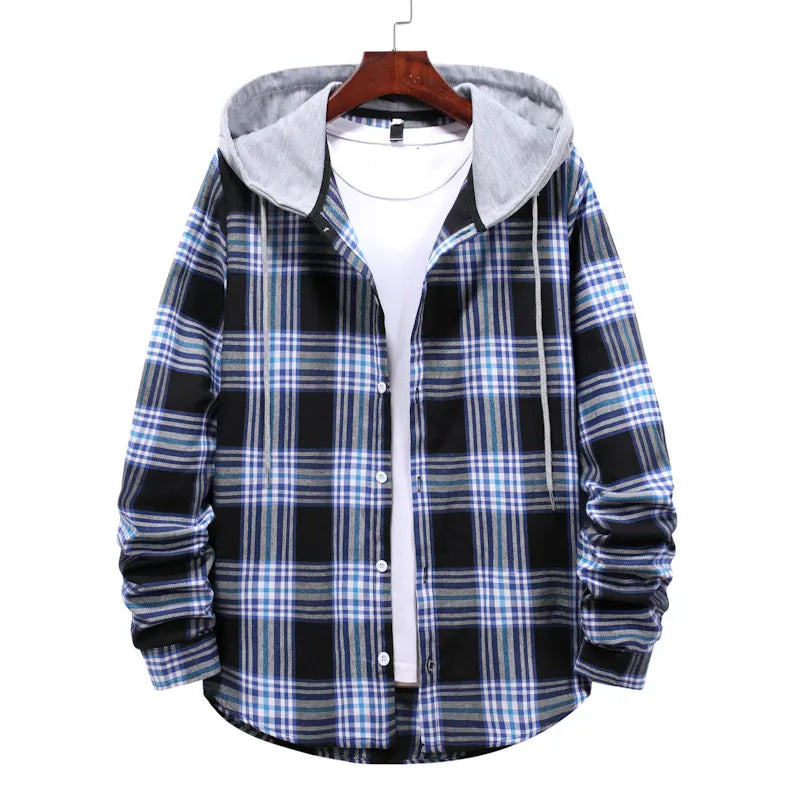 Streetwave Mens Plaid Hooded Sweatshirt Cozy Warmth Modern Fit For Trendy Men Casual Everyday Comfort