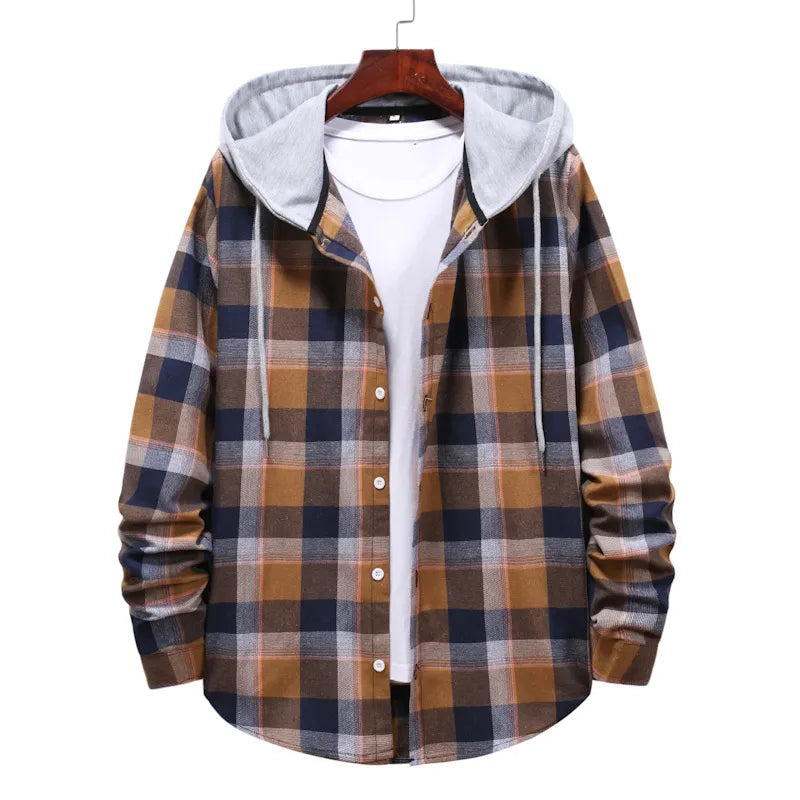 Streetwave Mens Plaid Hooded Sweatshirt Cozy Warmth Modern Fit For Trendy Men Casual Everyday Comfort