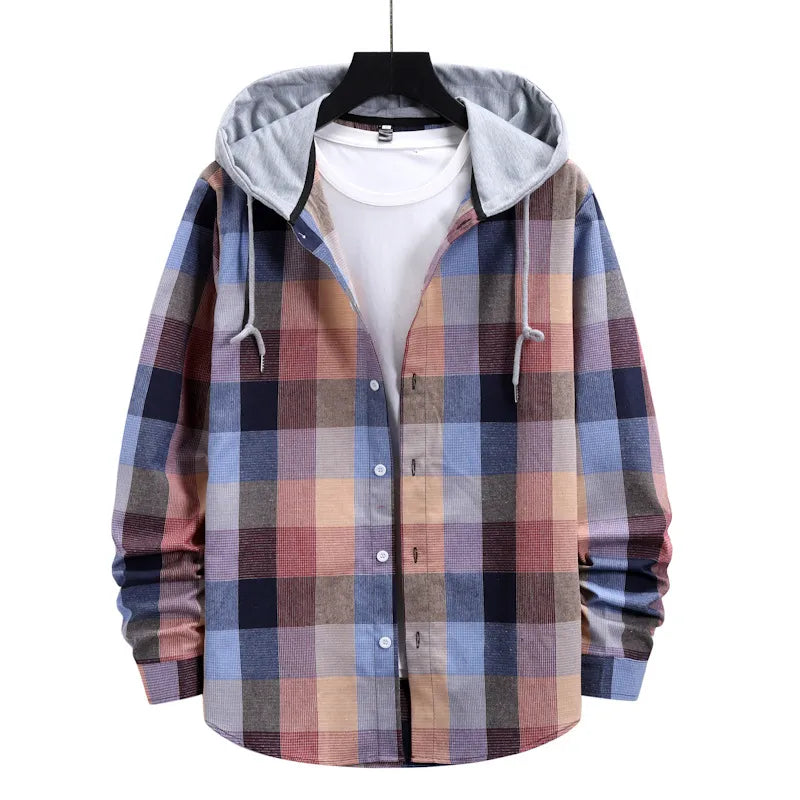Streetwave Mens Plaid Hooded Sweatshirt Cozy Warmth Modern Fit For Trendy Men Casual Everyday Comfort