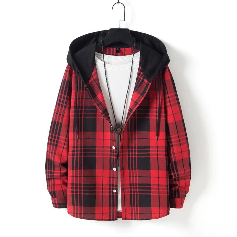 Streetwave Mens Plaid Hooded Sweatshirt Cozy Warmth Modern Fit For Trendy Men Casual Everyday Comfort