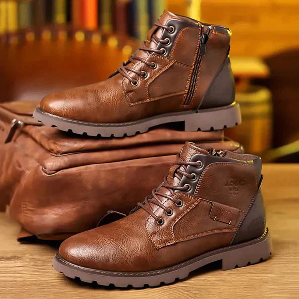 Streetwave Leather Winter Boots With Zipper For Fashion Forward Men Rugged Lug Sole All Weather