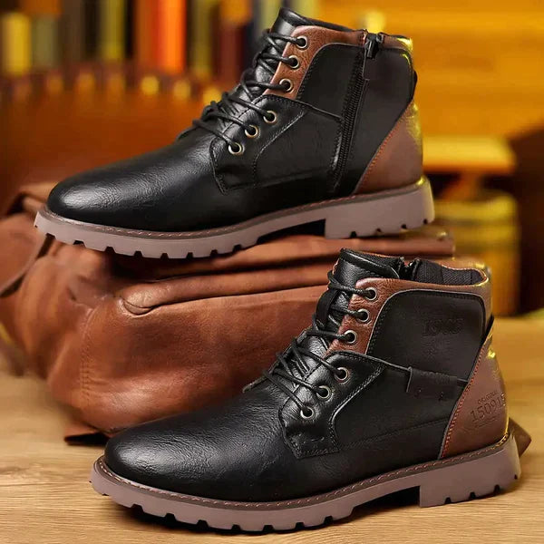 Streetwave Leather Winter Boots With Zipper For Fashion Forward Men Rugged Lug Sole All Weather