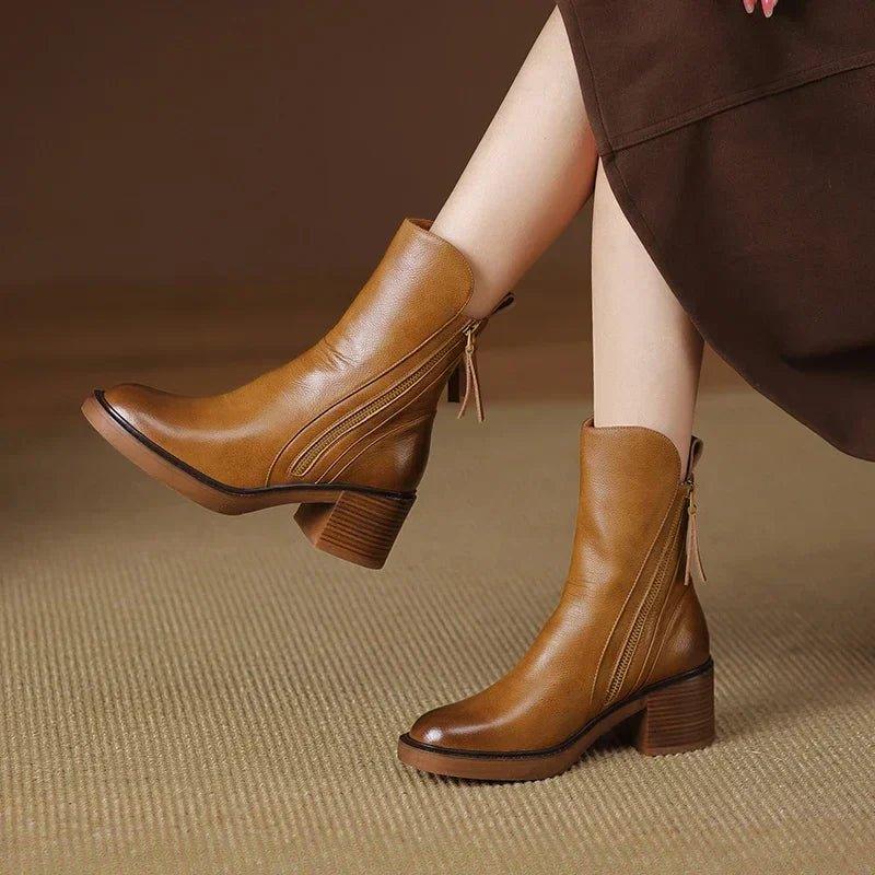 Women's Elegant Boots with Mid-Height and Block Heel
