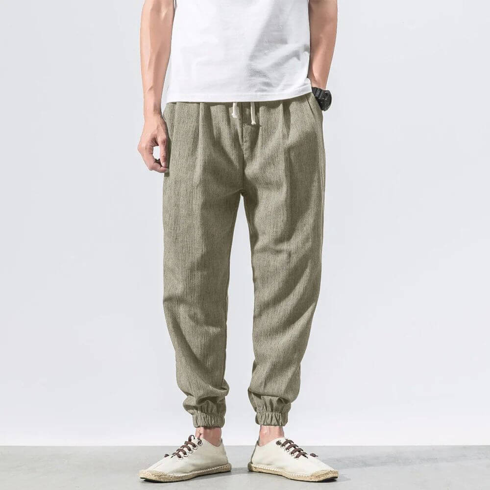 Streetwave Mens Linen Pants Breathable Lightweight Summer Comfort Relaxed Fit For Smart Casual Wear
