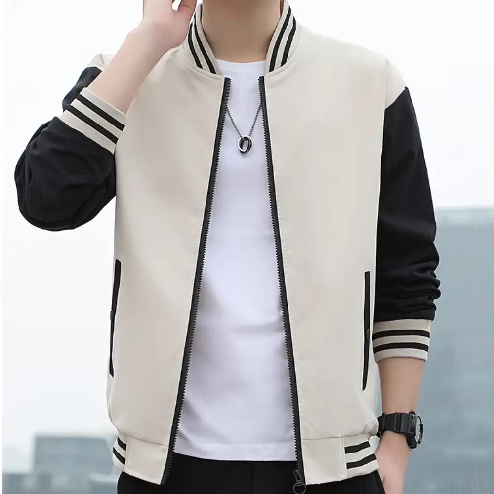 Waylynn Leo Splicing Stripe Varsity Jacket Unisex Bold