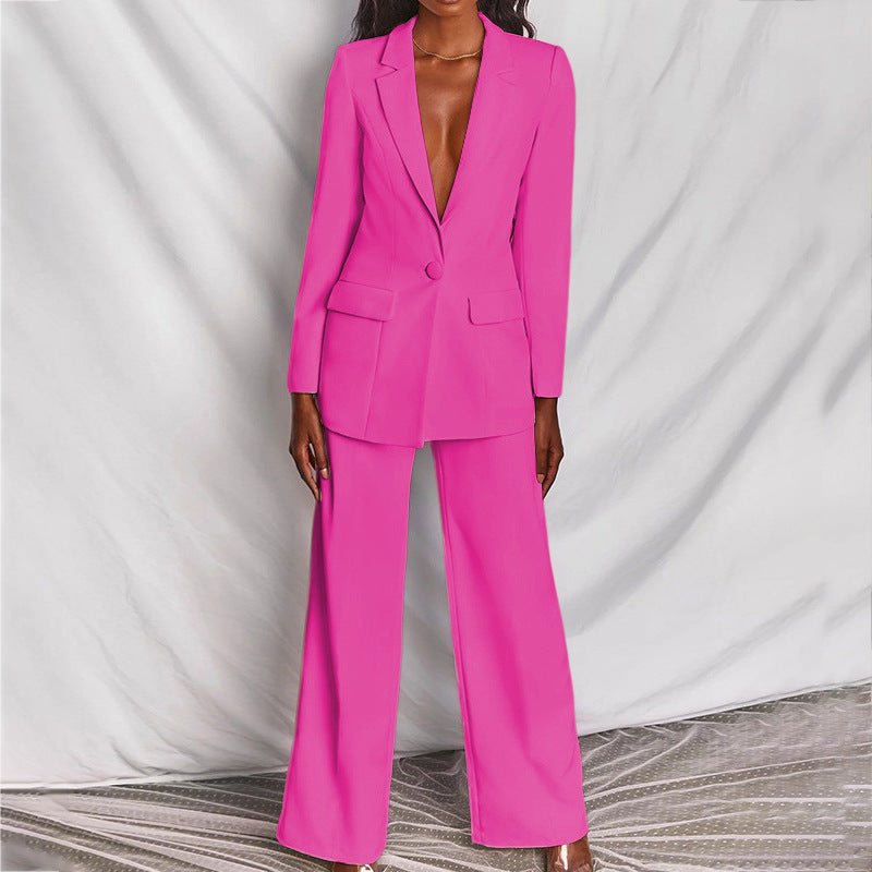 Women's Blazer and Trousers Set with Tailored Fit and Versatile Style