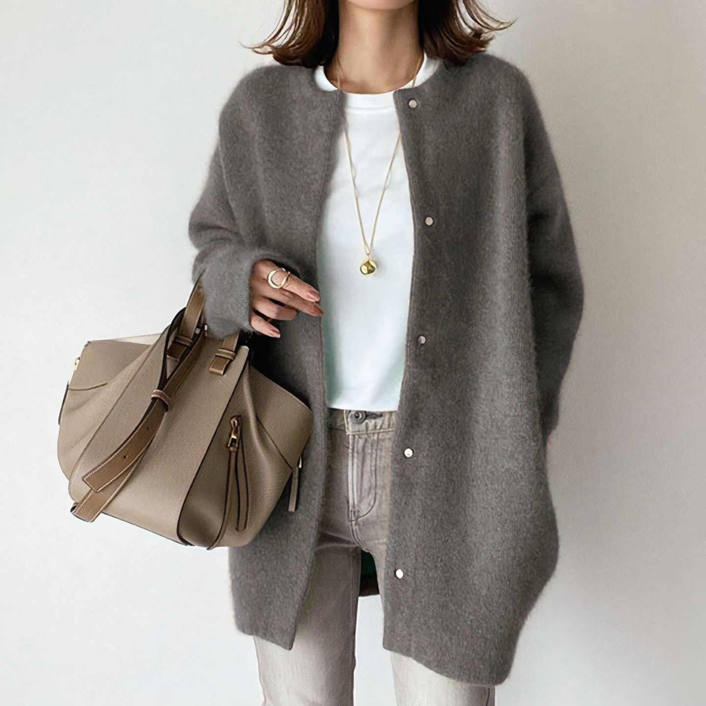 Street-wave Women's Button Front Knit Cardigan Cozy Figure-Flattering Fit Effortless Style