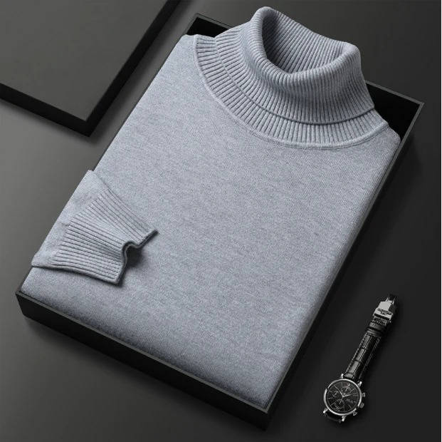 Men's Premium Turtleneck Sweater By Street-Wave Versatile Knit For Sharp Casual Winter Style