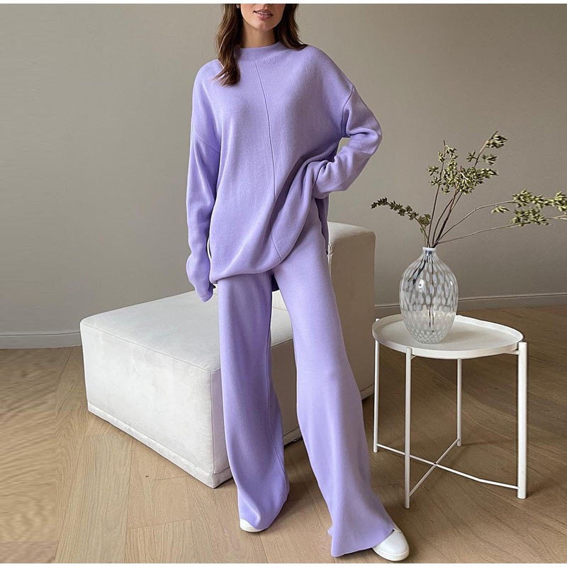Street Wave Plus Size Oversized Loungewear Set With Wide Leg Pants For Cozy Everyday Comfort