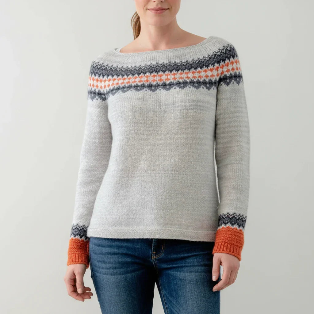 Printed Crewneck Sweater Women Cozy Eye Pattern Street Wave