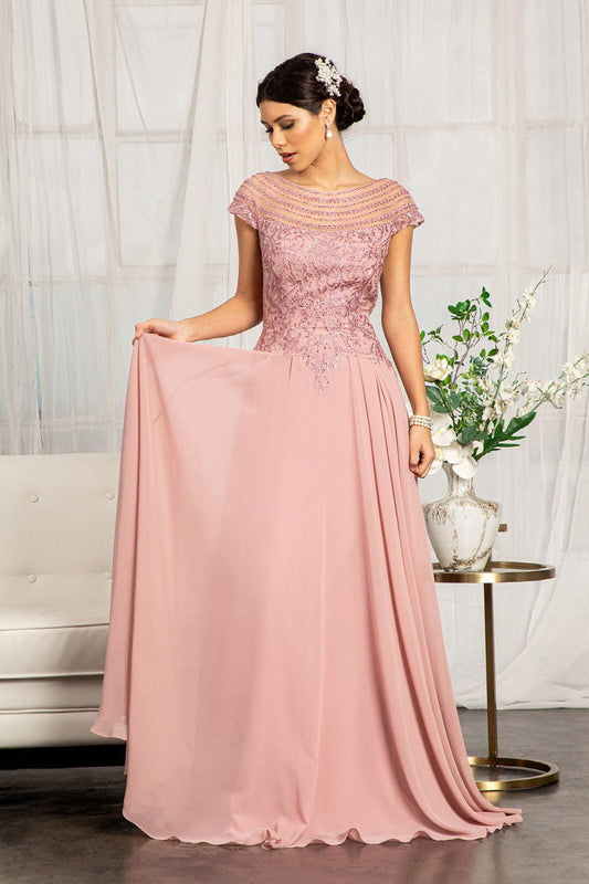 Dusty Rose L Long Formal Chiffon Mother of the Bride Dress Sale - Street-Wave