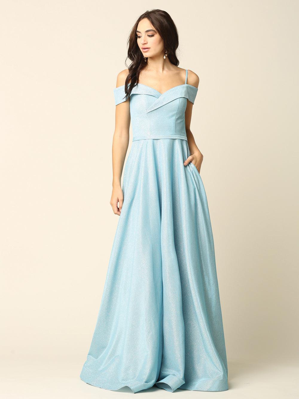Street Wave Off Shoulder Glitter Ball Gown Glamorous Prom Dress