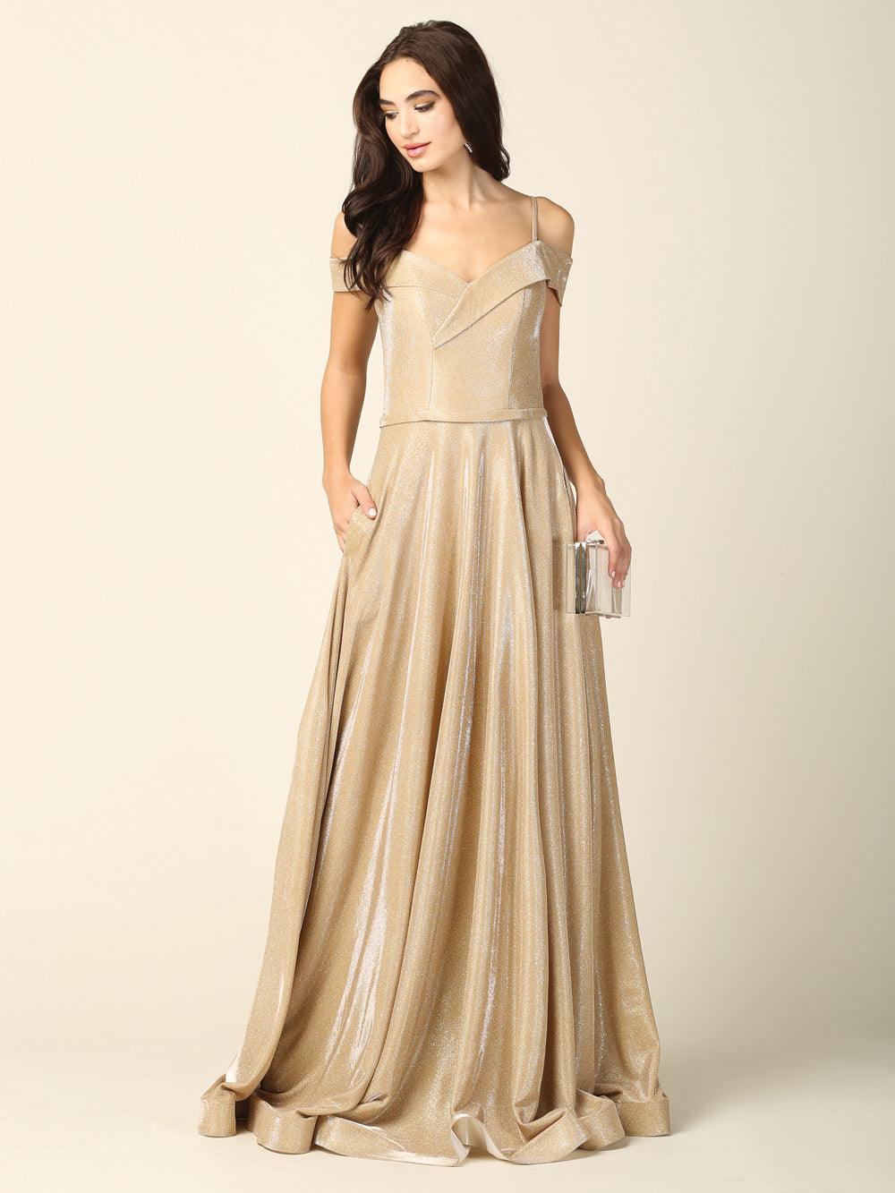 Street Wave Off Shoulder Glitter Ball Gown Glamorous Prom Dress