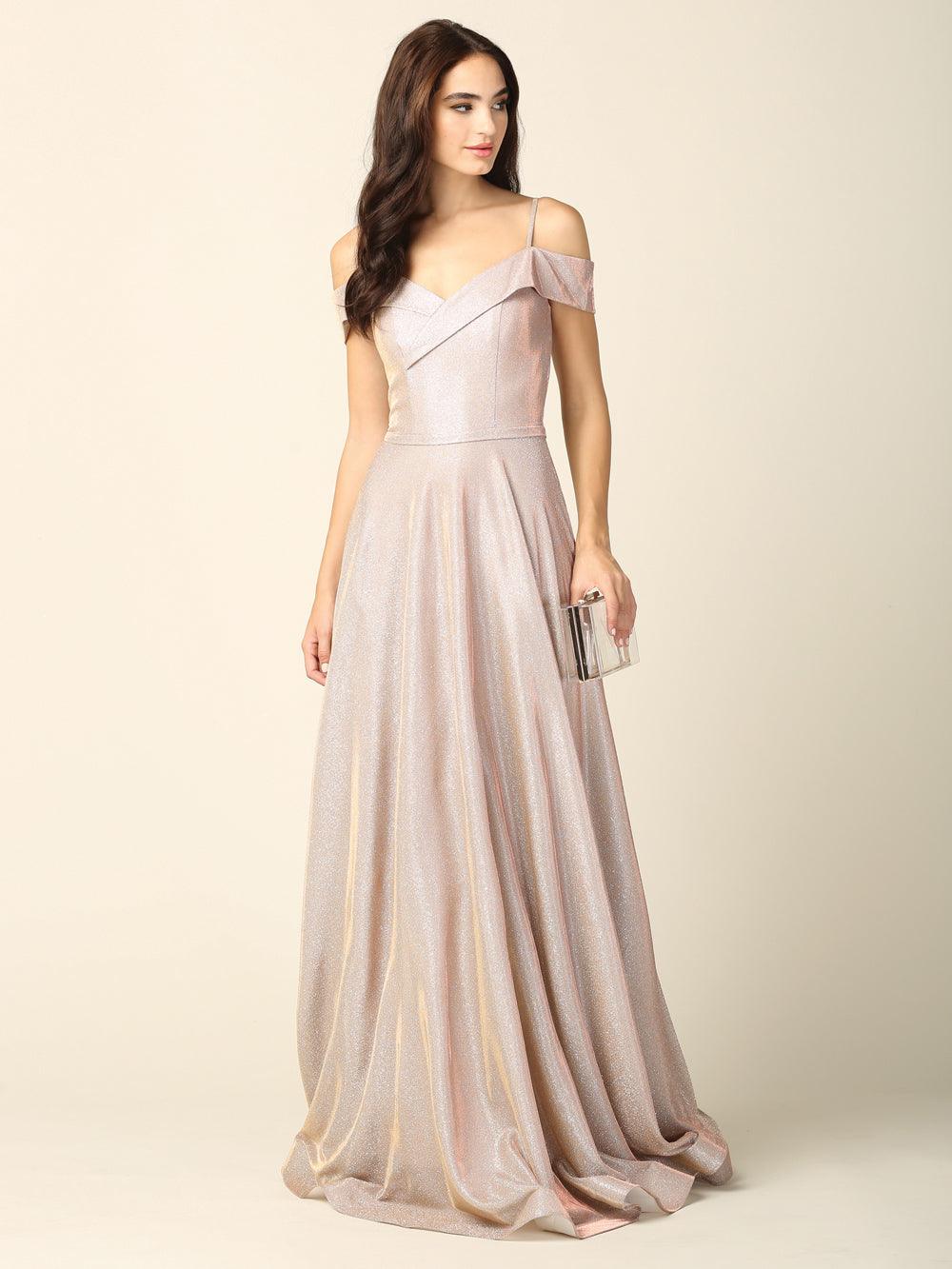 Street Wave Off Shoulder Glitter Ball Gown Glamorous Prom Dress