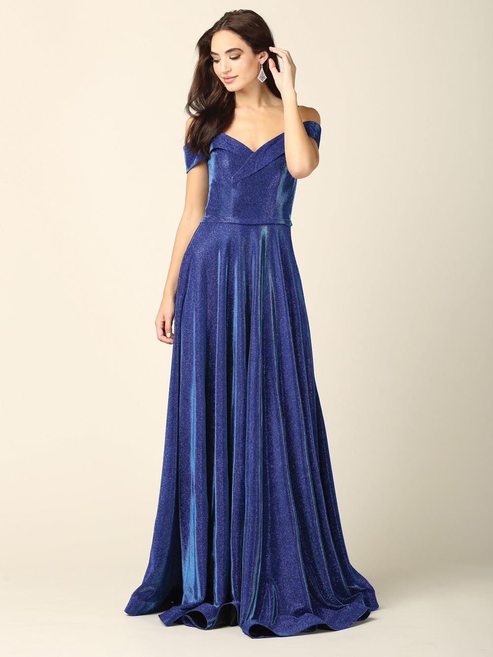 Street Wave Off Shoulder Glitter Ball Gown Glamorous Prom Dress