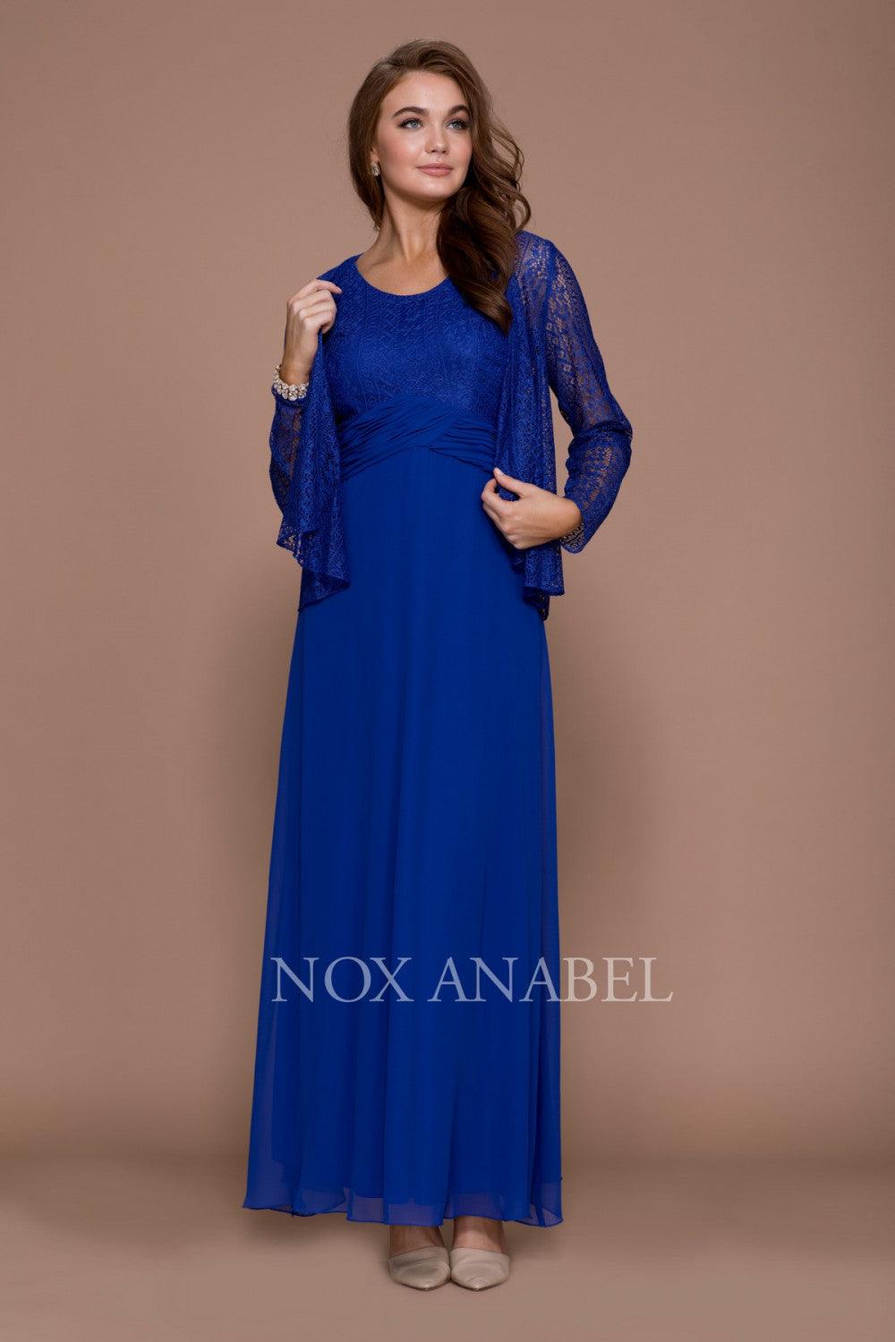 Long Chiffon Lace Mother Of The Bride Dress With Jacket Street Wave