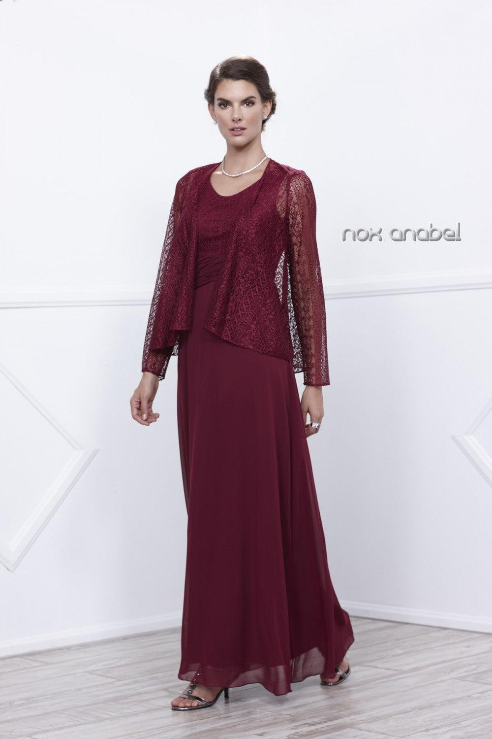 Long Chiffon Lace Mother Of The Bride Dress With Jacket Street Wave