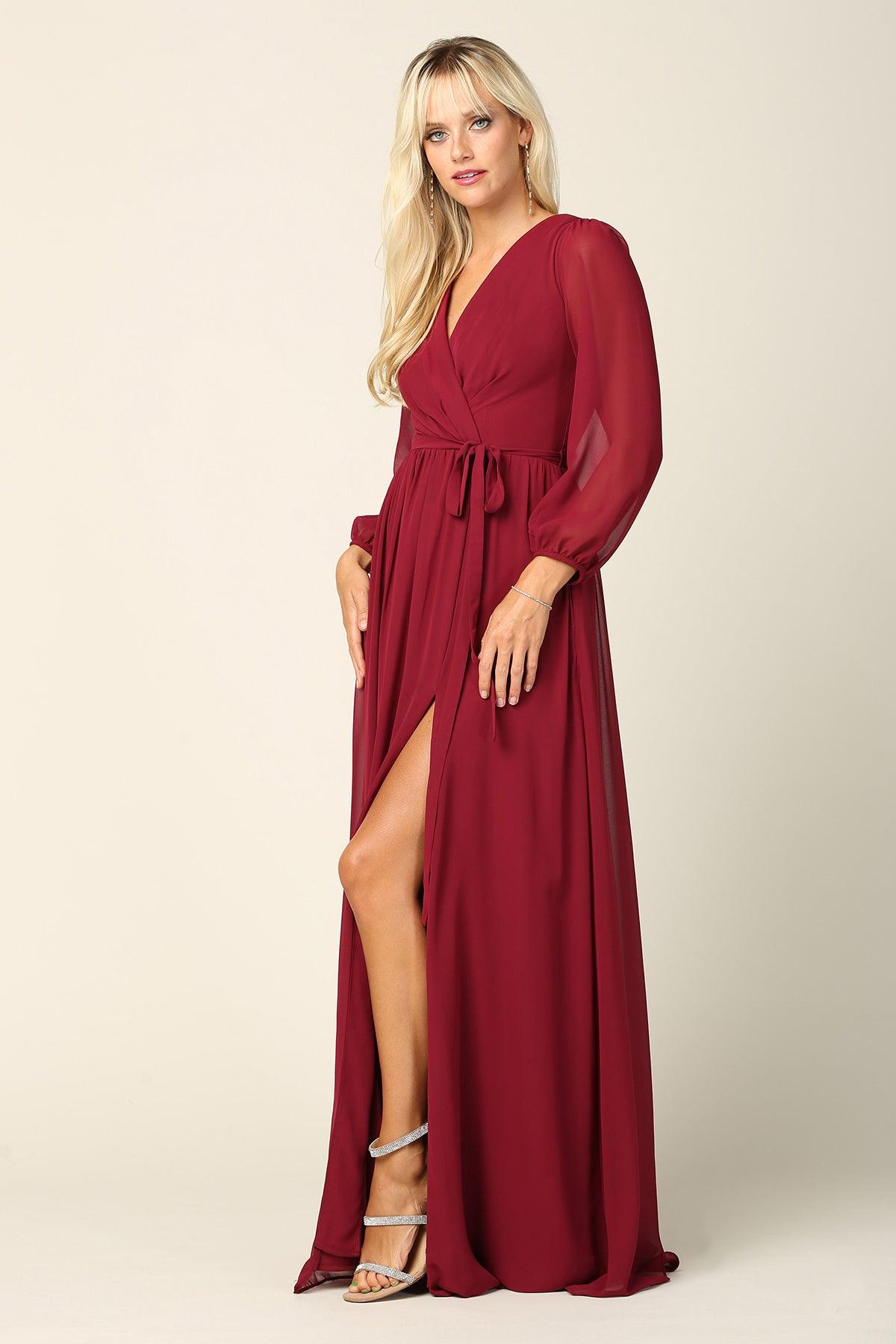 Eva Fashion Mother Of The Bride Long Sleeve Chiffon Gown