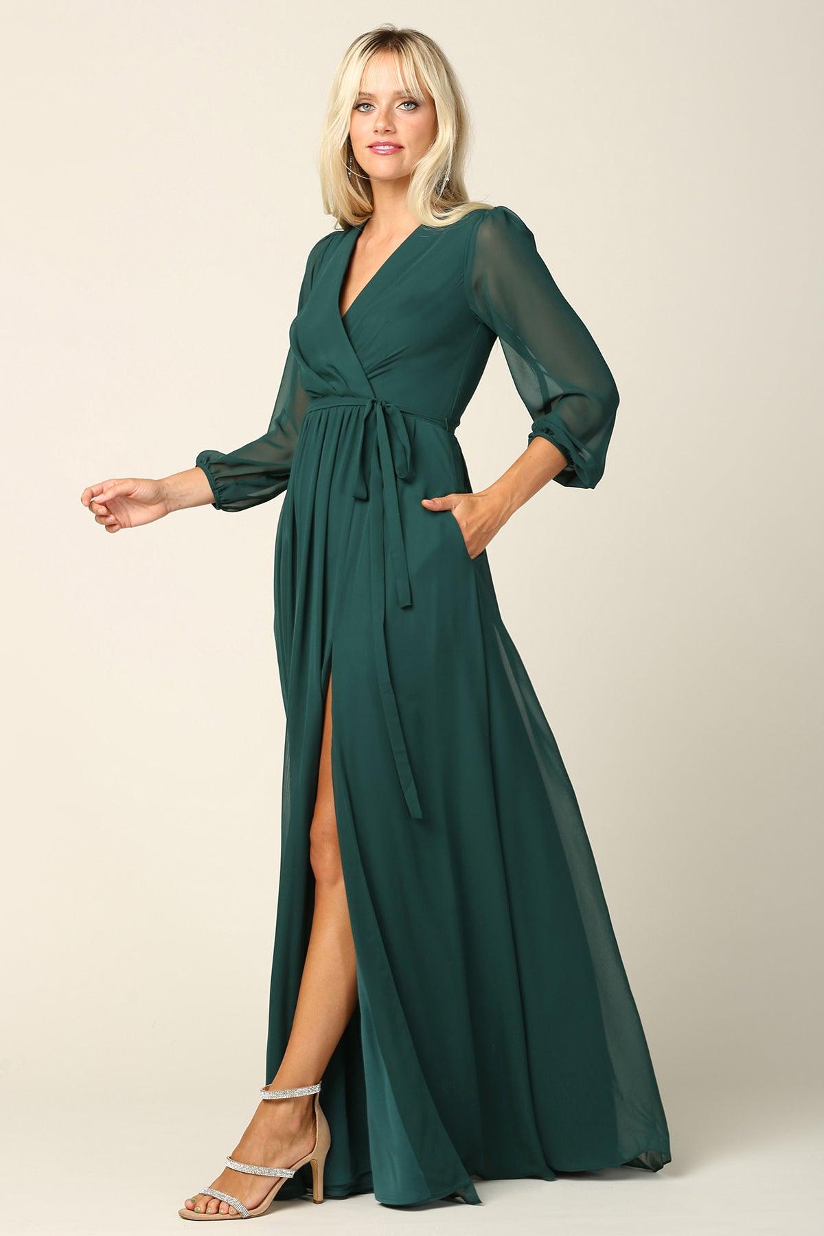 Eva Fashion Mother Of The Bride Long Sleeve Chiffon Gown
