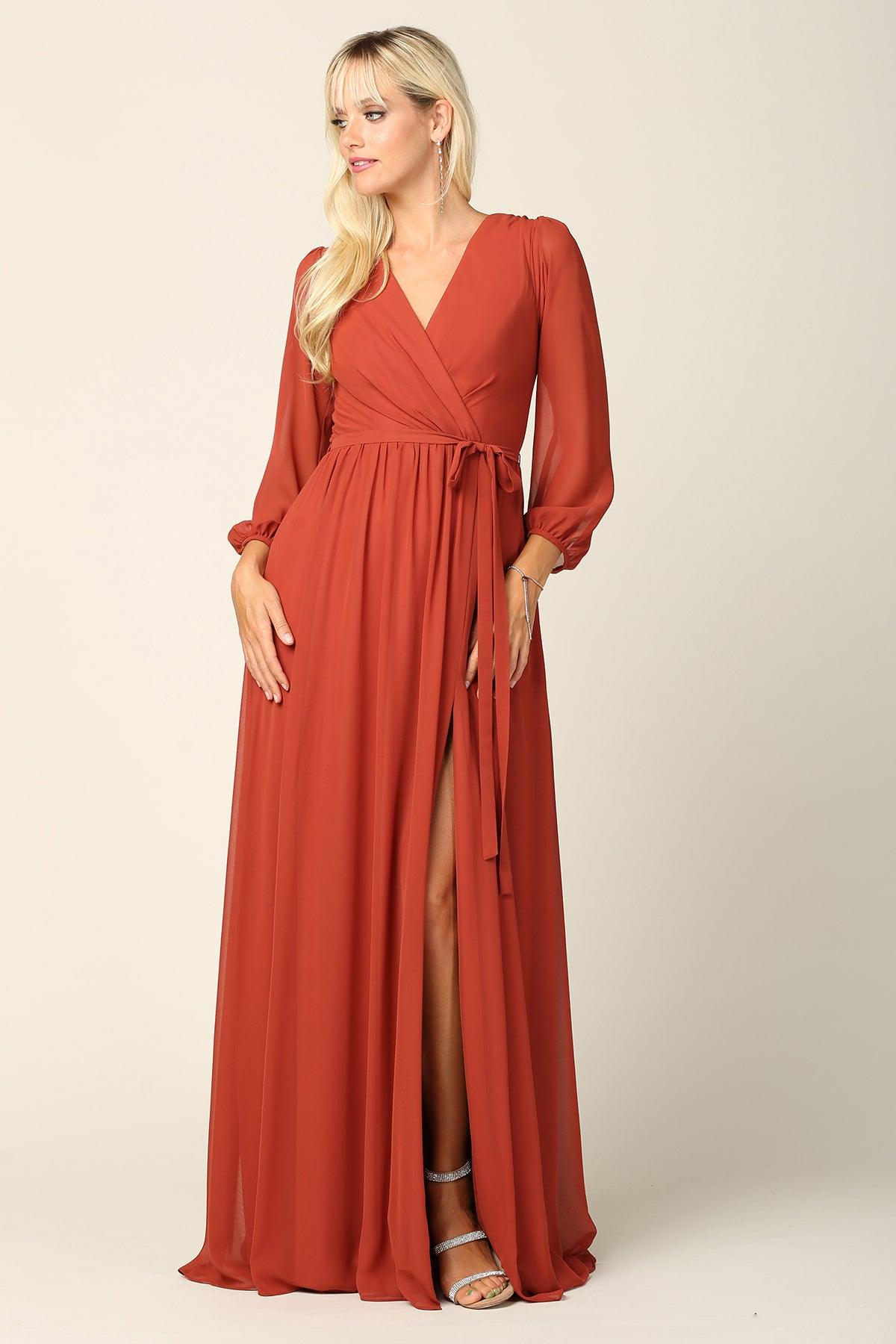 Eva Fashion Mother Of The Bride Long Sleeve Chiffon Gown