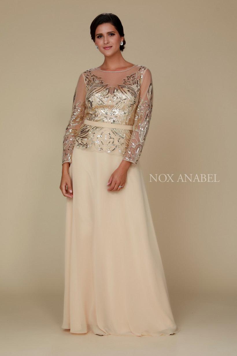 Street Wave Elegant Mother Of The Bride Dress Long Sleeve Illusion Bodice