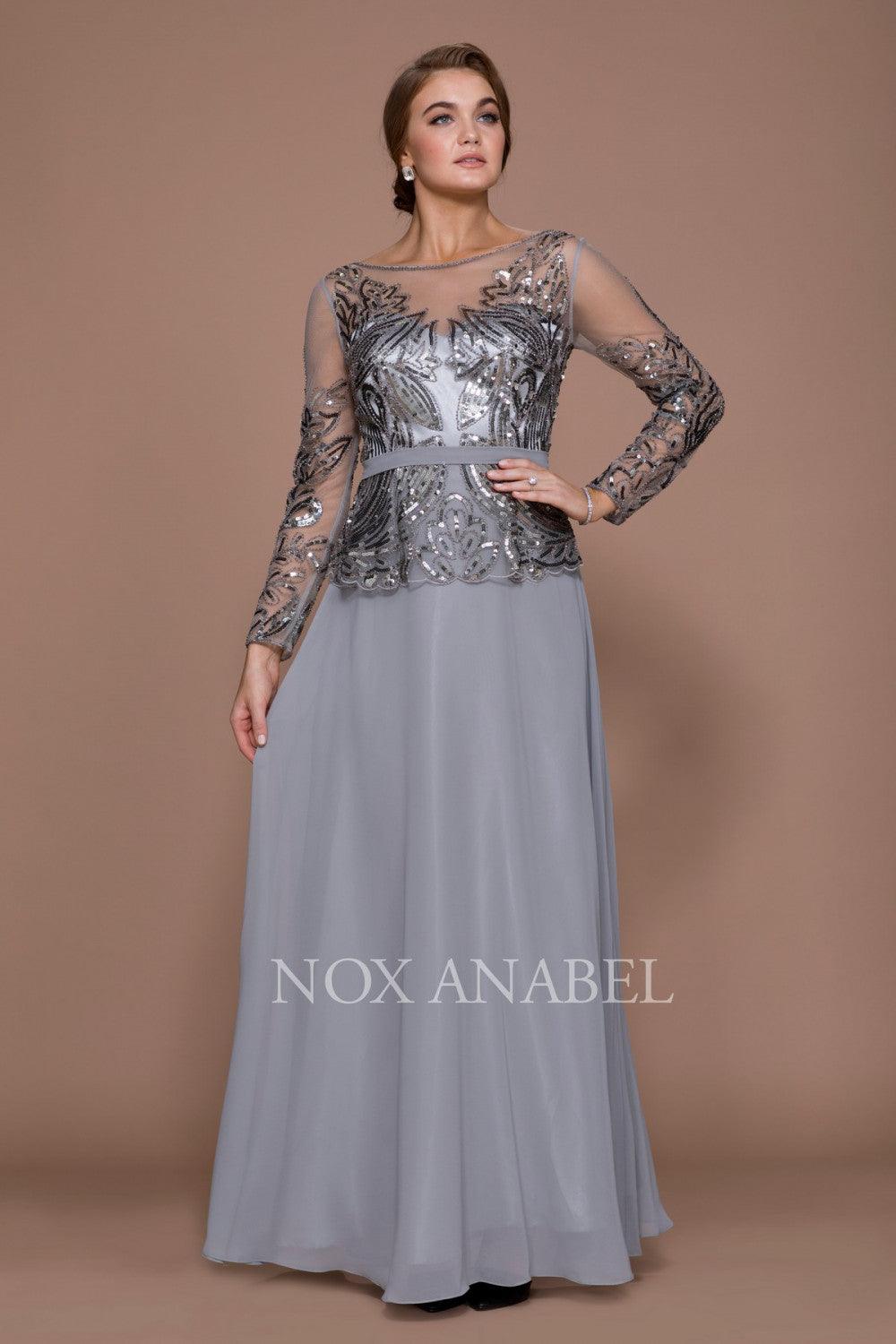 Street Wave Elegant Mother Of The Bride Dress Long Sleeve Illusion Bodice