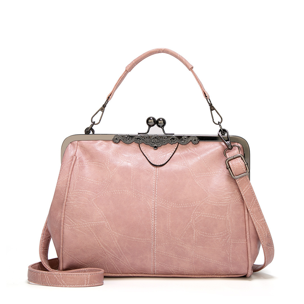 Street-Wave Clasp Handbag Durable Faux Leather Women