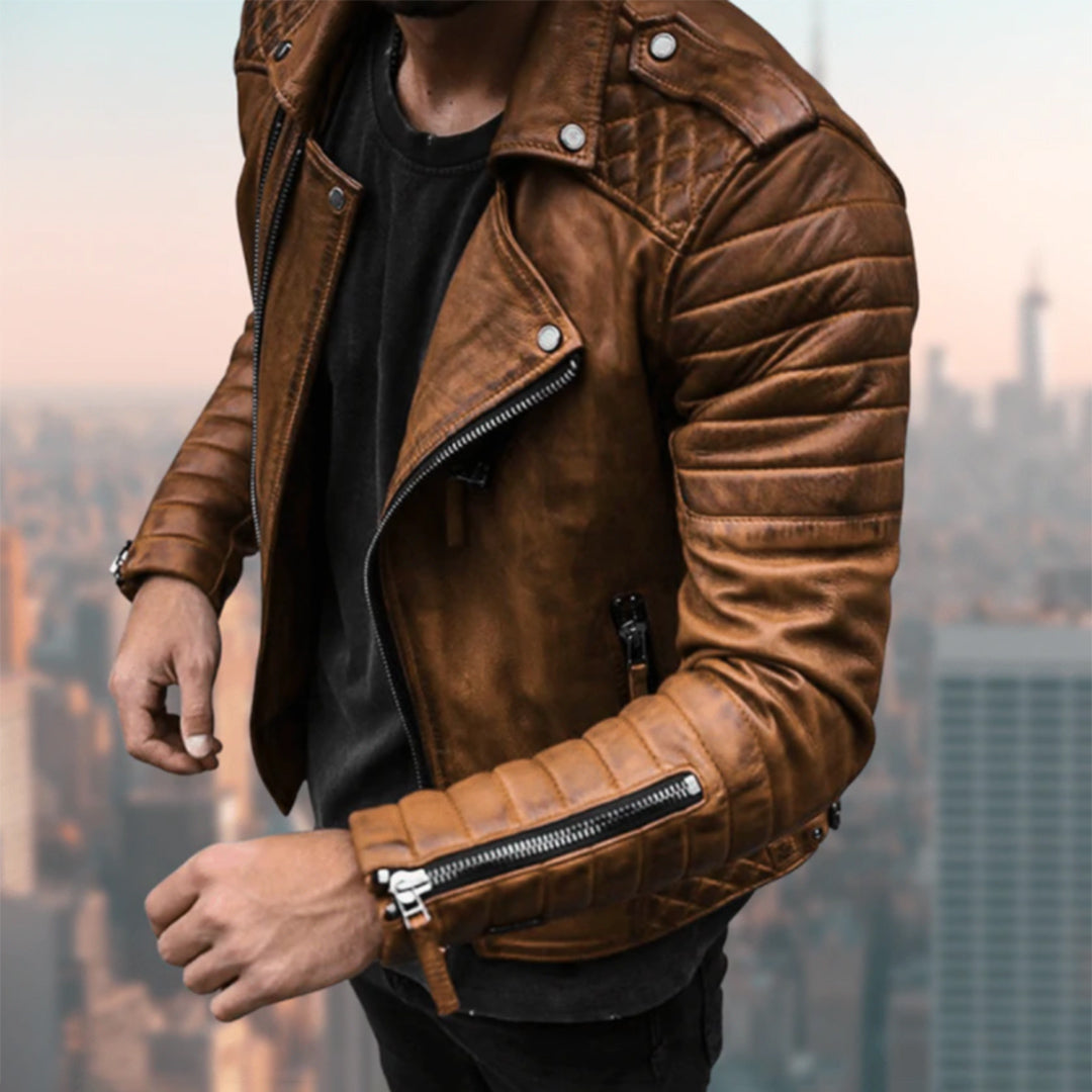 Street Wave Biker Jacket With Modern Look For Men Premium PU Leather Zipper Details