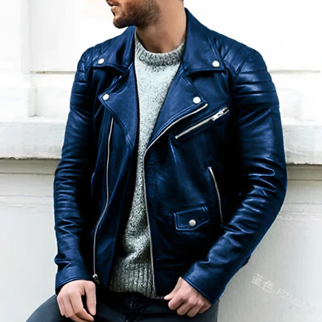 Street Wave PU Leather Biker Jacket For Men Durable Classic Fit With Precise Stitching