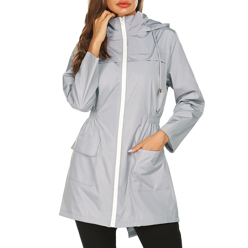 Street-wave Packable Raincoat For Women With Hood Water-Repellent And Pockets Lightweight Travel Friendly