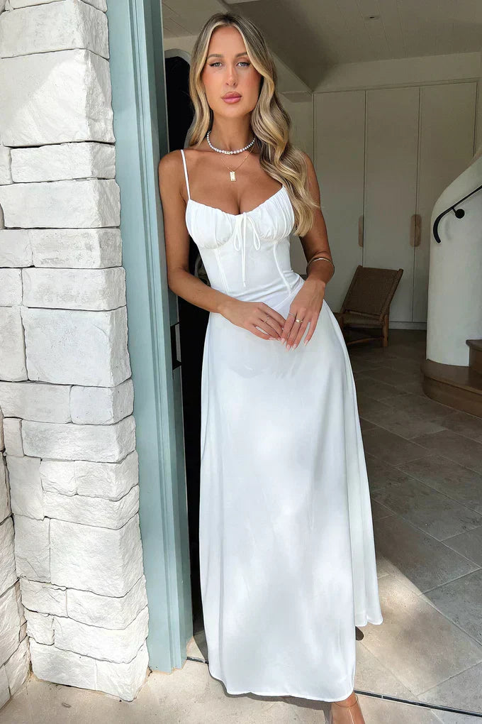 Women's Spaghetti Strap Wrap Maxi Dress with Flowing Design and Versatile Style