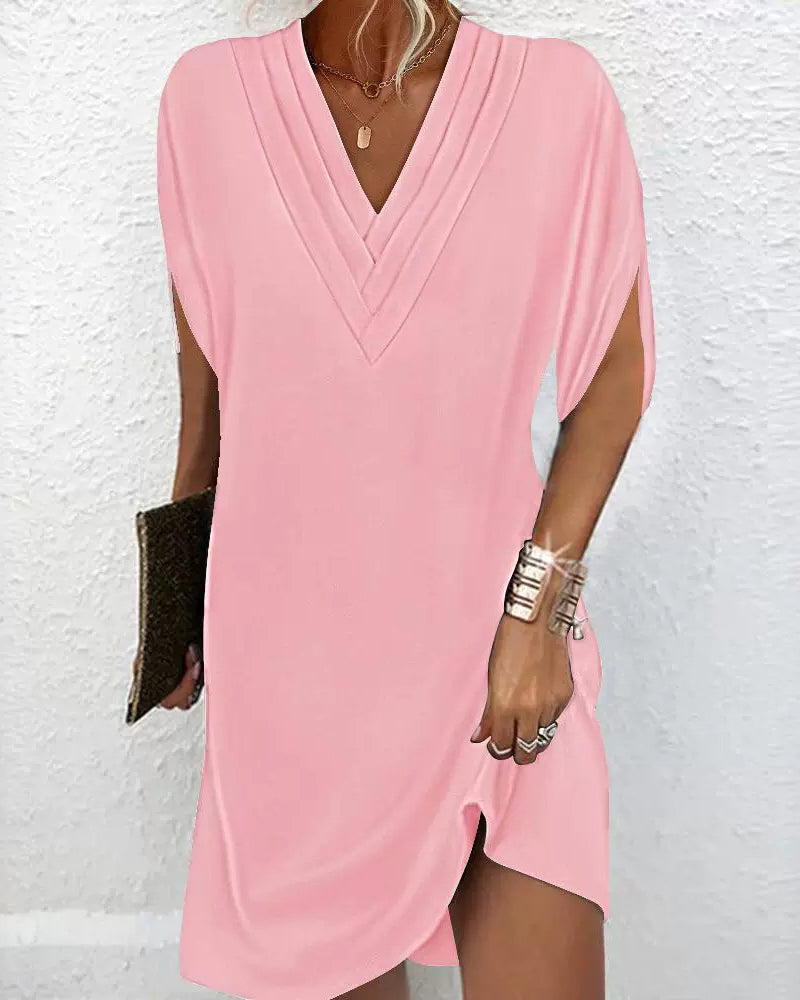 Ramona Dress Streetwave Women Elegant Solid Color Dress With Slit Sleeves For Festive And Everyday Spring Summer