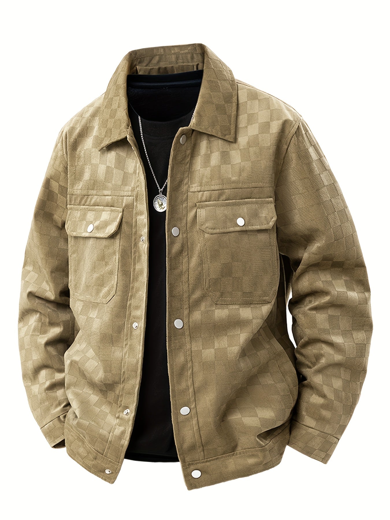 Leo Relaxed Fit Checkered Trucker Jacket For Men By Street-Wave With Button Front And Chest Pockets