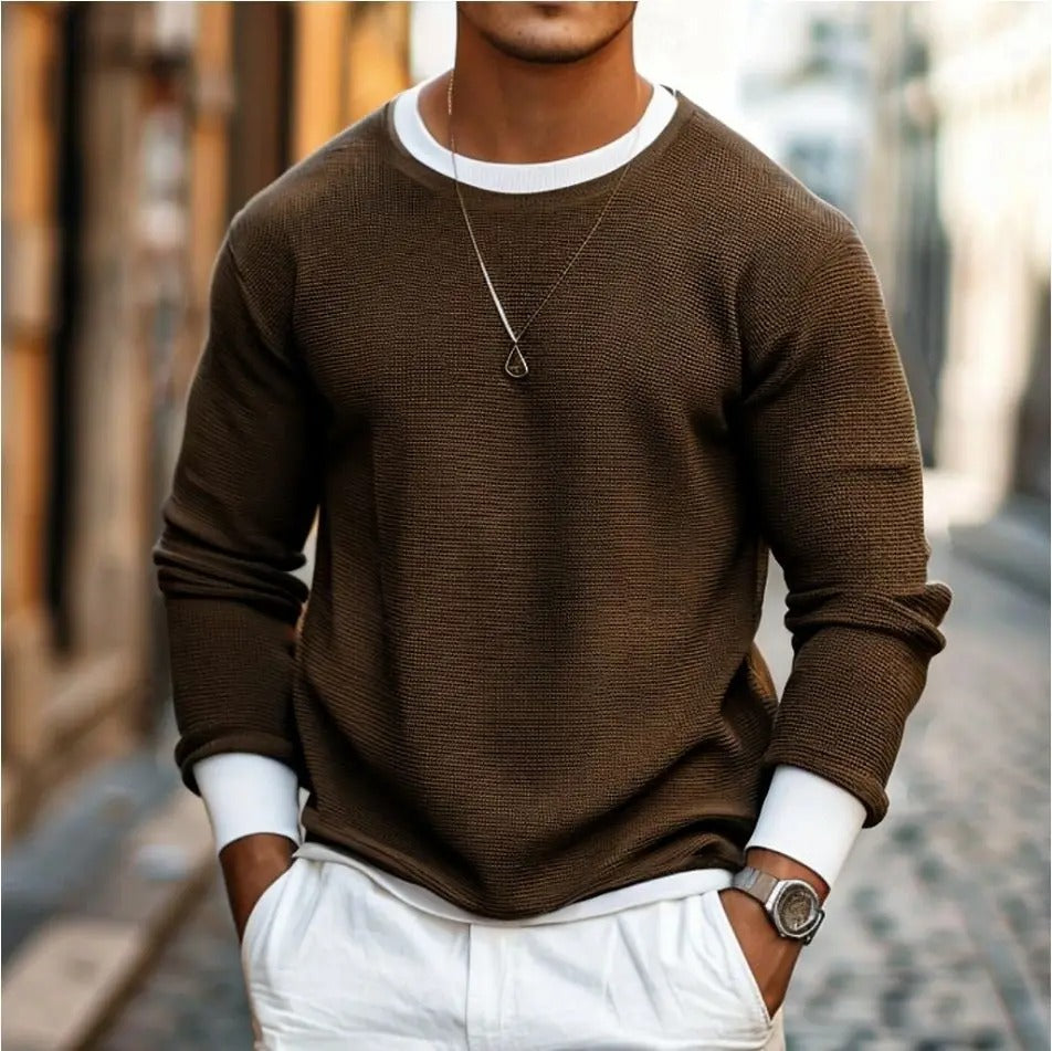 Street-wave Structured Knit Sweater For Men Casual Yet Polished Everyday Wear Essential
