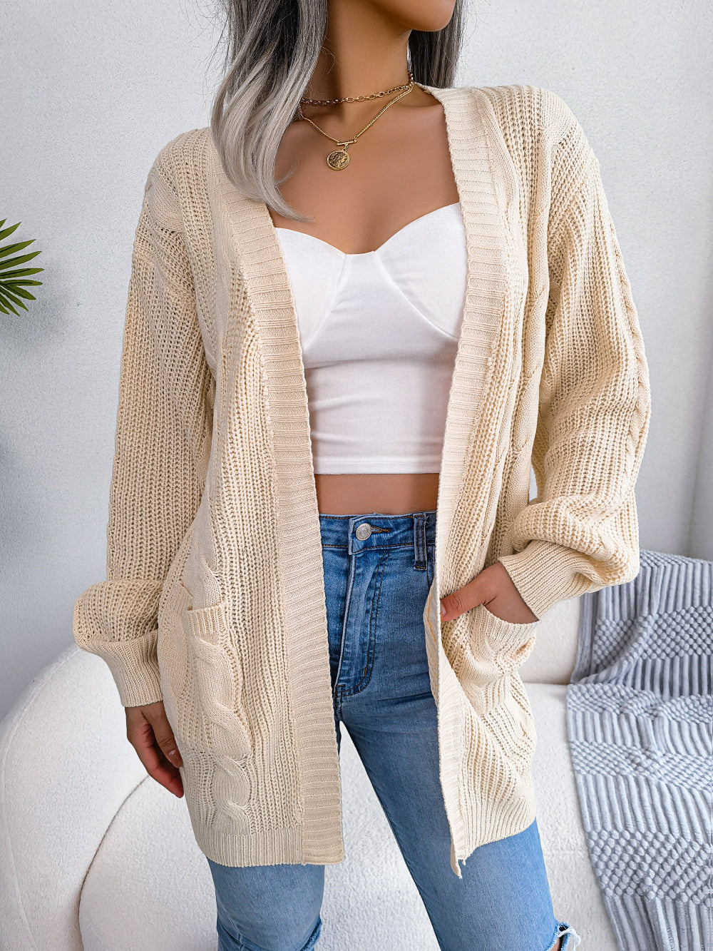 Street-Wave Classic Cardigan For Women With Soft Cozy Knit Open Front Versatile Everyday Layer