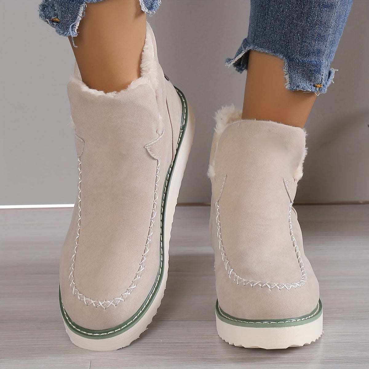Street-Wave Winter Suede Ankle Boots With Faux Fur Lining For Warmth And Orthopedic Insole For Women