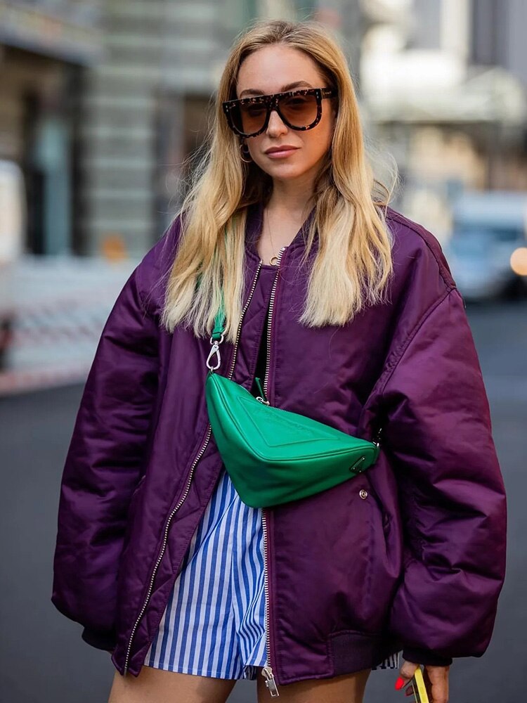 Avelena Oversized Bomber Jacket For Women Urban Streetwear Essential Cozy Fit Statement Piece