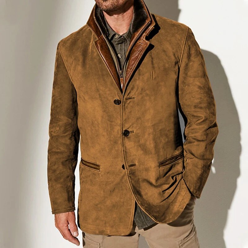 Streetwave Retro Suede Jacket For Men Timeless Fit With Leather Trim Premium Comfort For Style Enthusiasts