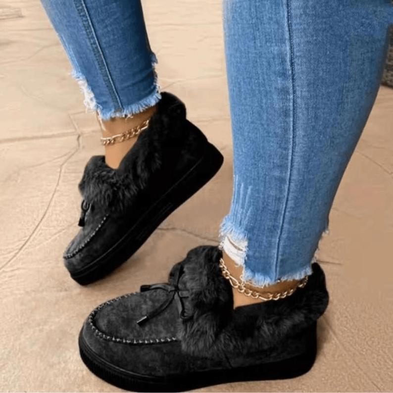 Street Wave Fur Lined Slippers For Women Luxurious Plush Fur Warmth And Non Slip Sole