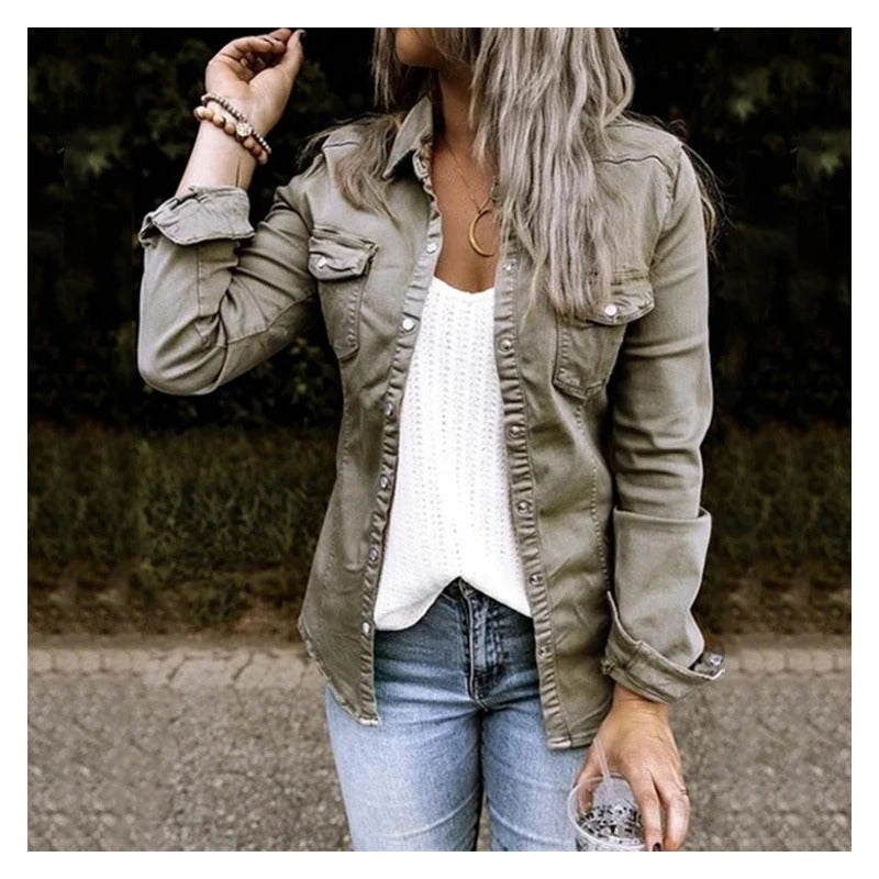Street-Wave Denim Jacket for Women Mid Length Fit with Figure-Flattering Silhouette and Timeless Style