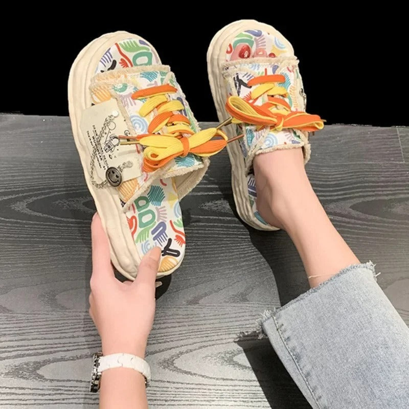 Kadira Canvas Lace Up Sandals For Women Comfortable Adjustable Fit Summer Shoes Fashionable