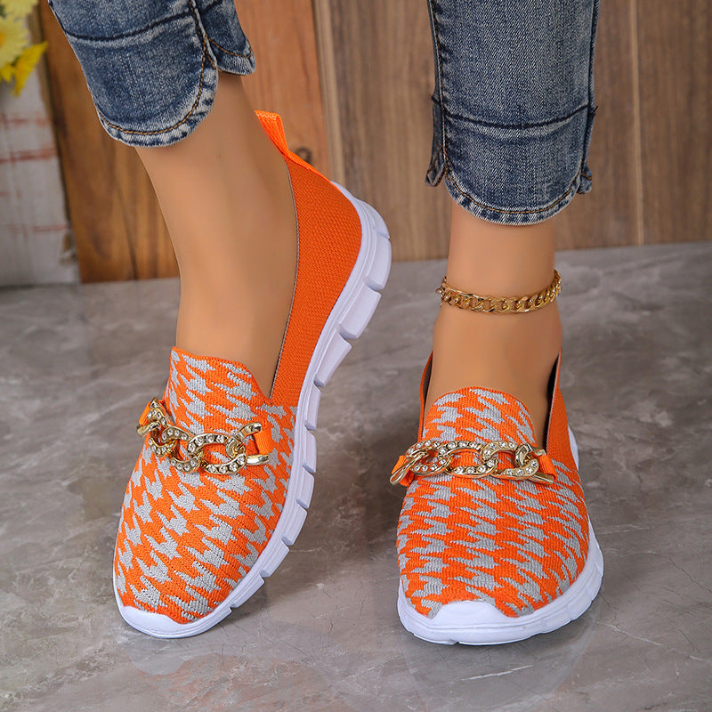 Lightweight Women Slip On Shoes With Strass Chain Breathable Mesh Orthopedic Support Streetwave
