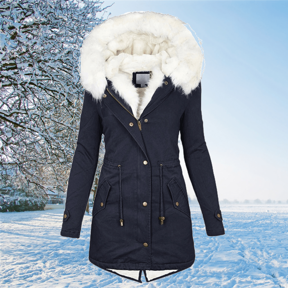 Street-wave Womens Elegant Winter Jacket With Faux Fur Hood For Warmth And Style