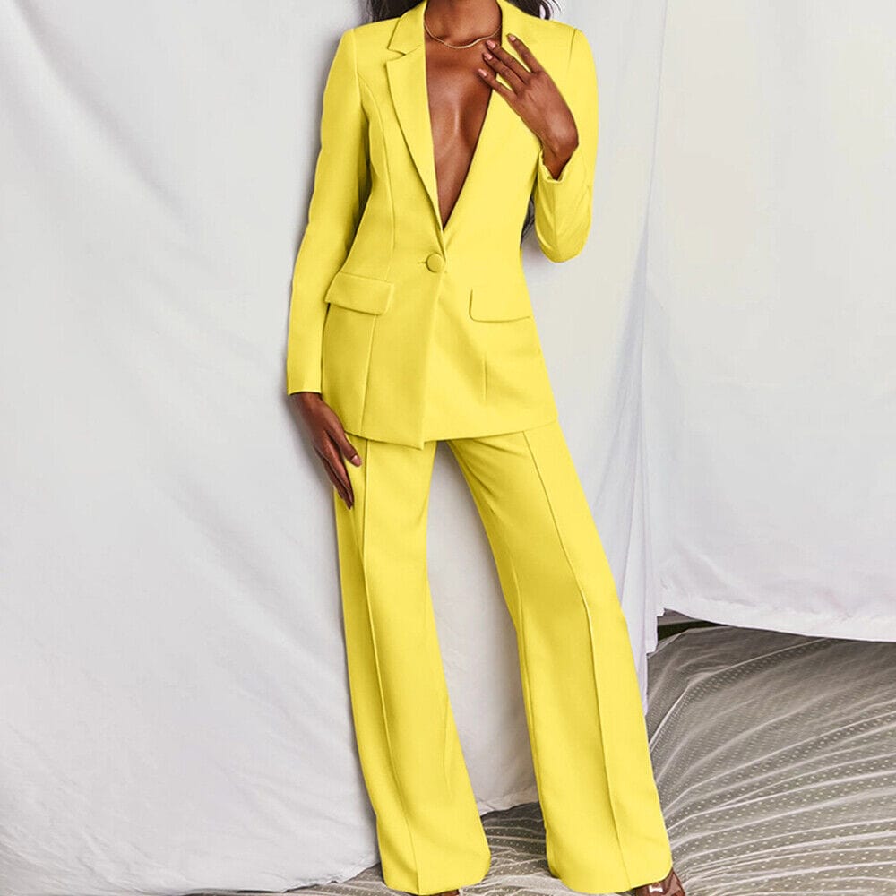 Street-wave Women's Winter Suit Set Versatile Warm Tailored Look For Elegant Office Wear