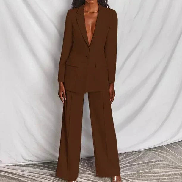Street-wave Women's Winter Suit Set Versatile Warm Tailored Look For Elegant Office Wear