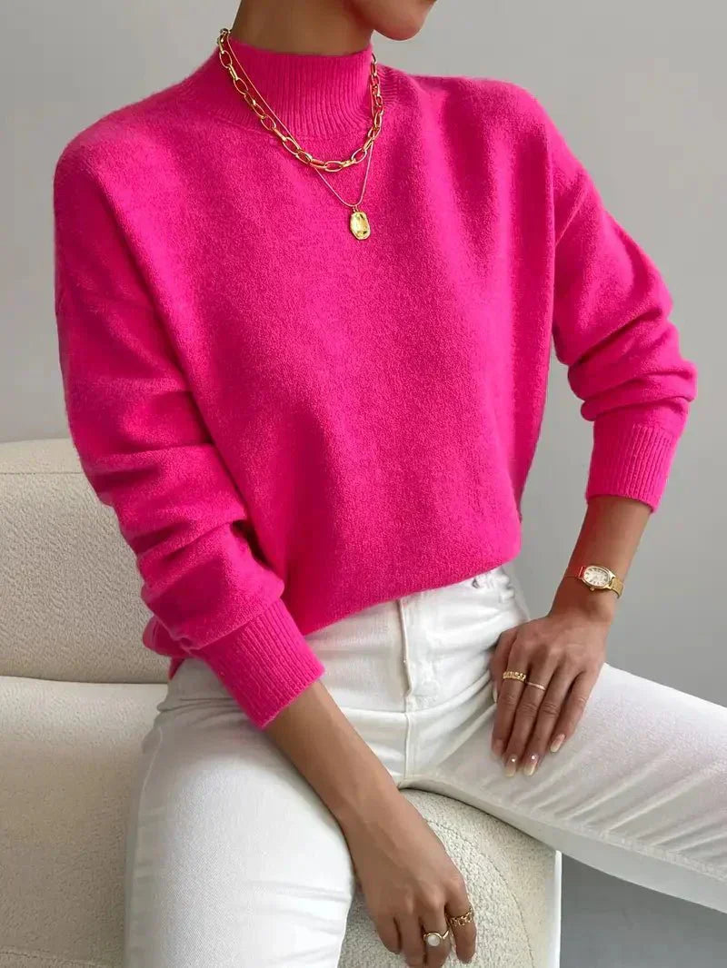Women's Turtleneck Sweater with Long Sleeves and Soft Knit