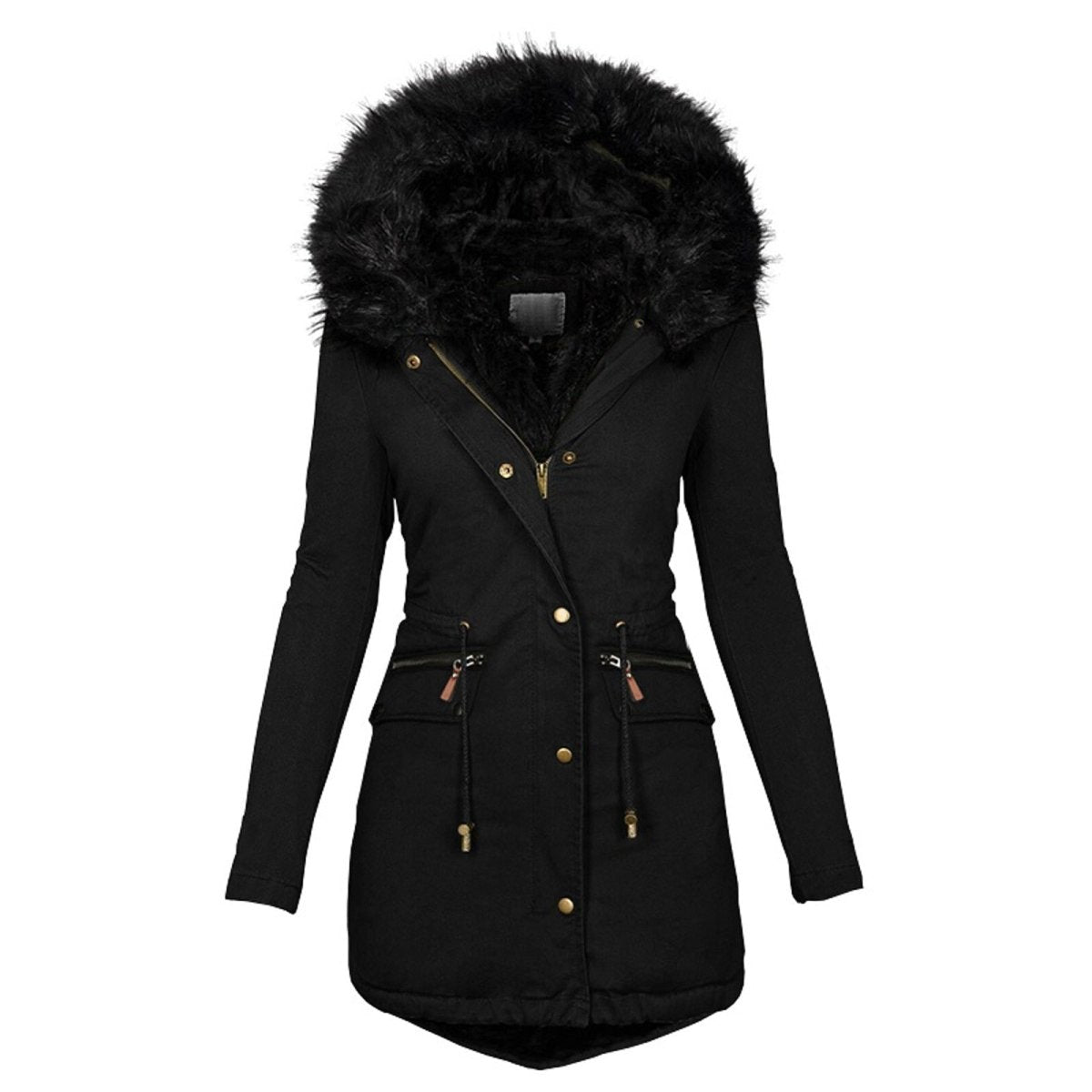 Street-Wave Long Winter Coat For Women With Adjustable Waist And Fur Hood Warmth And Practical Pockets